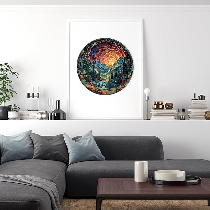 Wooden Puzzles for Adults, Wooden Jigsaw Puzzles for Adults Kids, 3D Cave Sky Unique Shaped Wood Puzzles Adult, Creative Birthday Gifts for Friends Family Game (11.4 * 11.4in 200pcs)