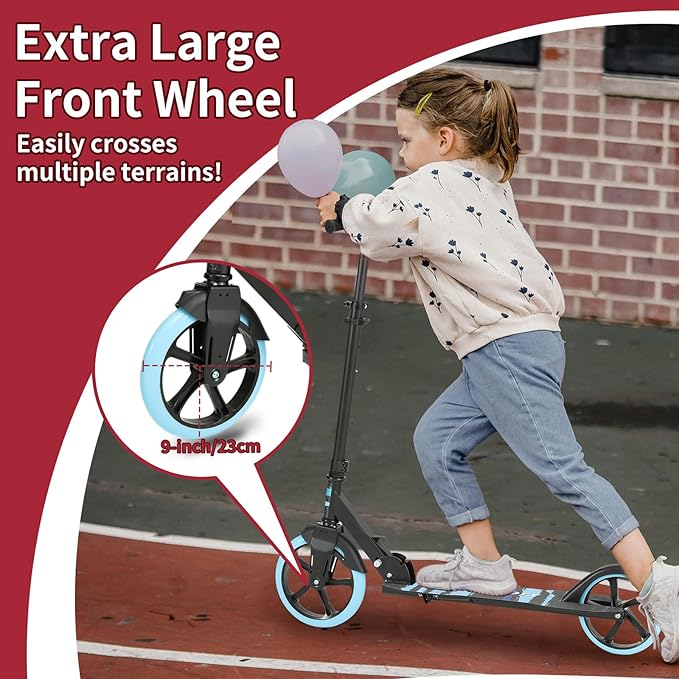 Kids & Adults Kick Scooter – 2 or 3 Wheel Options (LED on 3-Wheel) for Outdoor Fun & Commuting, Foldable and Portable, Adjustable Handle, Anti-Slip Deck (Ages 3 to Adult),Birthday Gift