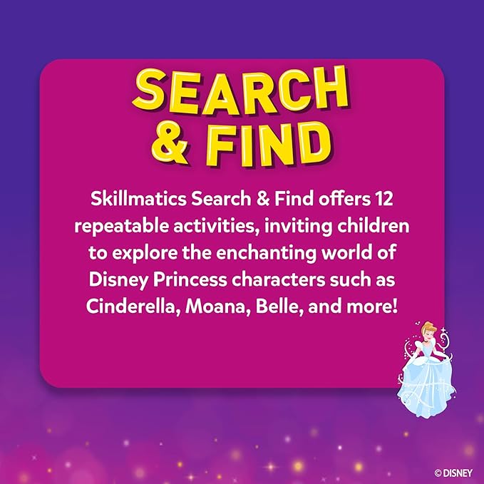 Skillmatics Search and Find Disney Princess Educational Game - Reusable Preschool Learning Activities, Perfect for Toddlers & Kids Who Love Toys, Art & Crafts, Gifts for Boys & Girls Ages 3, 4, 5, 6