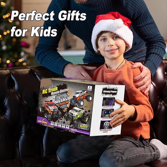 Scientoy Remote Control Car, 20KM/H Monster Truck Toys for Ages 5-7, 1:16 Scale All Terrain RC Cars for Boys & Girls Age 4-7, 2.4Ghz Off Road RC Truck, Christmas Birthday Gift for Kids