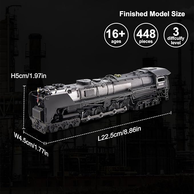 Piececool 3D Metal Puzzles for Adults, Class S-2 Locomotive Steam Train Model Building kit, Hobbies DIY Creative Gifts for Christmas Birthday Valentines Day