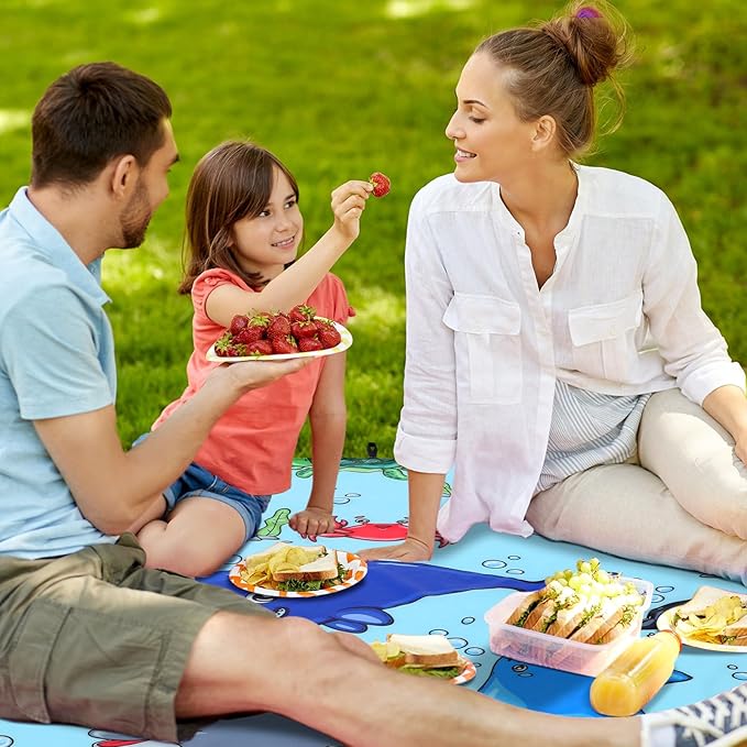 Tondiamo 4.6 x 4.6 ft Beach Pool for Toddler Baby Beach Pool Blanket 2 in 1 Waterproof Sandproof Kiddie Foldable Sand for Kid Vacation Picnic