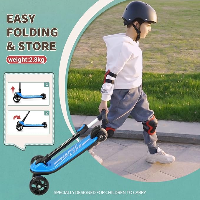 besrey Kids Scooter, Kick Scooters for Kids Age 3-8, 3 Wheel Scooter for Kids with LED Light Wheels, Toddler Scooter Foldable Extra Wide Deck Outdoor Activities for Boys/Girls
