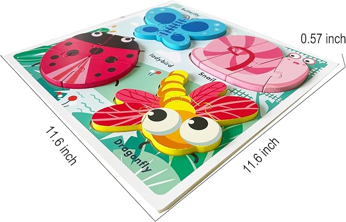 Wooden Jigsaw Puzzles for Toddlers 2-4 Years Old Girls Boys Jumbo Base Chunky Puzzle Ages1-3 Toddler Fun Gifts for 24-36 Months