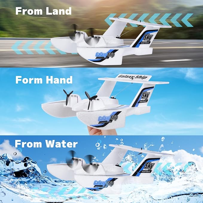 Hobby RC Airplanes - Sea Land & Air RC Plane KF603, 2.4GHZ Waterproof Rc Aircraft & 6-Axis Gyro Stabilization Systemfor with Beginners Adults Kids RC Float Plane for Enthusiasts