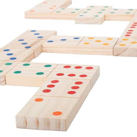Hey! Play! Giant Wooden Dominoes Game Set (28 Piece)