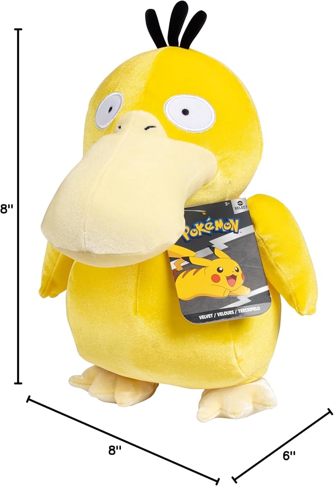 Pokémon 8" Psyduck Plush - Officially Licensed Velvet Edition - Authentic Quality Soft Stuffed Animal Toy Figure - Gift for Kids, Boys, Girls - 2+