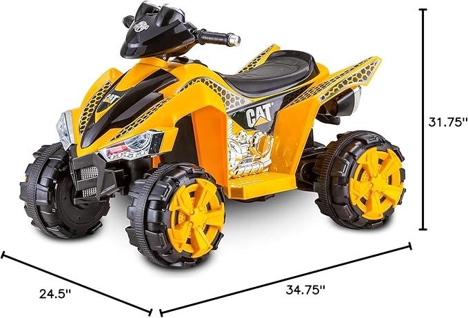 Kid Trax Caterpillar ATV Toddler Ride On Toy, 6 Volt Battery, 3-5 Years, Max Rider Weight of 60 lbs, Single Rider, CAT ATV