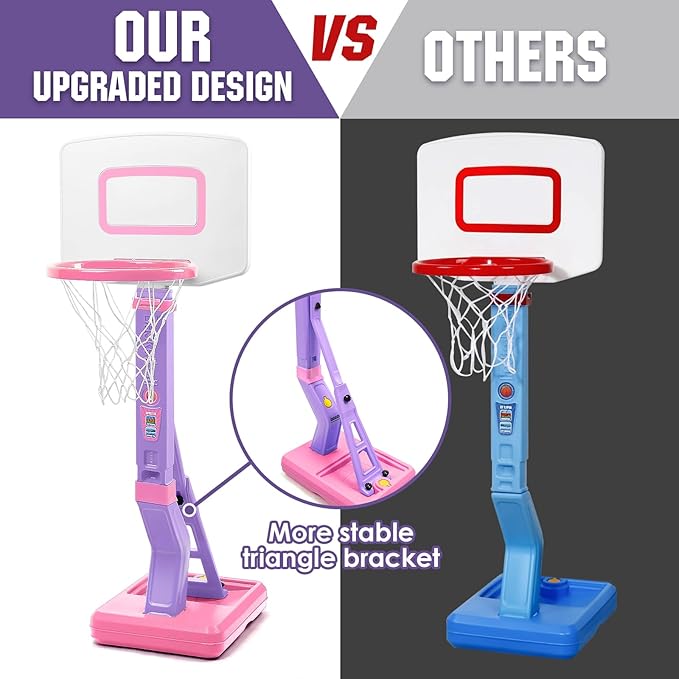 SUPER JOY Toddler Basketball Hoop - Height Adjustable Kids Hoop for Indoor & Outdoor Play - Portable Basketball Goal for Poolside Play - Toy for Boys & Girls