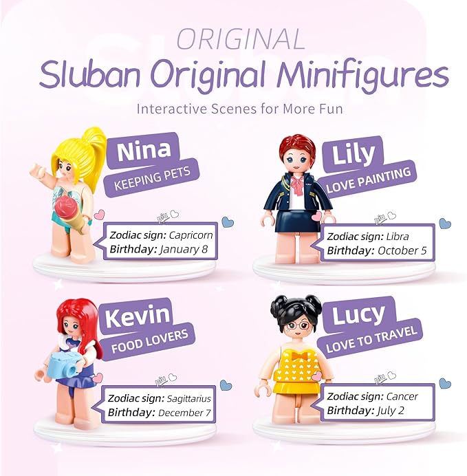 Sluban Airplane Building Set for Girls 6+ 8+ 12+, Airport Plane Kit Compatible with Lego Friends, Control Tower, Security Check Machine, and 5 Minifigures, Thanksgiving Boys Kids 6-12