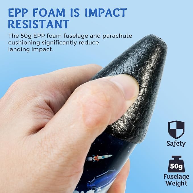 Rocket Launcher for Kids -200 Feet of Flight Altitude, Auto Electric Rocket Toys with Safe Parachute, Outdoor Summer Yard Toys Easter Birthday Gifts for Boys & Girls Age 6 7 9 10 12 8-13 Years Old