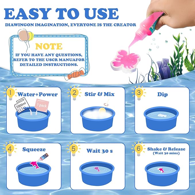 Magic Water Elf Toy Kit,Aqua Water Gel with 16 Magic Gels and 15 Shape Molds,Water Beads for Kids,Fun Summer DIY Craft Kit, Birthday Gifts & Party Favors for Kids Ages 3+