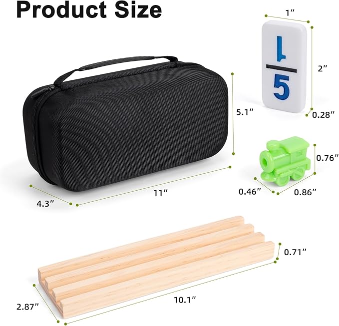 Mexican Train Dominoes Set with 4 Wooden Racks & Portable Case | Double 12 Dominoes Game (91 Numbered Tiles) | Family Board Games for Adults & Kids | Valentine's Day, for All Ages