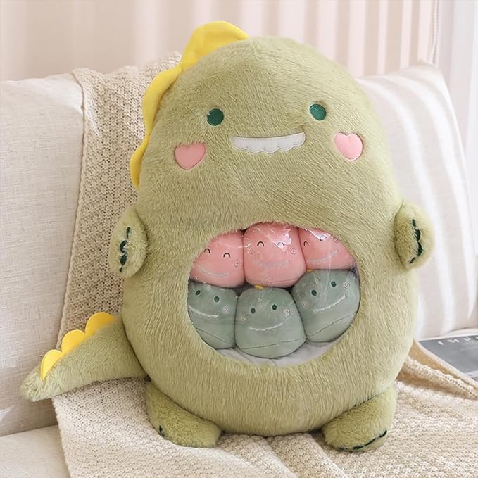 ARELUX Cute Dinosaur Plush Pudding Pillow:Snack Pillow Toys Bag Removable Stuffed Animal 8Pcs Sets Creative Plush,Soft Dino Plushie Animal Throw Pillow,Dolls Friends Family Member
