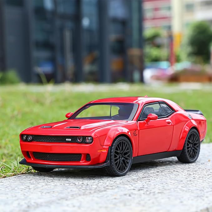 SASBSC Toy Model Car for Kids 1: 32 Scale Challenger Die cast Metel Toy Cars for Pull Back Model Car with Sound and Light Toy Birthday Gifts for 3+ Year Old Boys and Kids