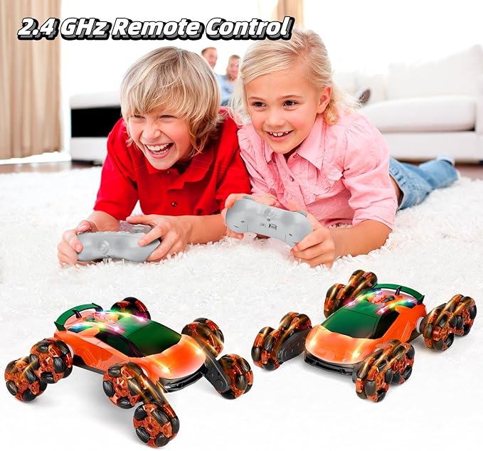 8WD Remote Control Car, 2.4Ghz RC Cars with Spray & Cool Light, Kids Toys Electroplating Process Transform Drift Climbing Car, Boys Toys for Age 4-6 7 8-13 Year Old