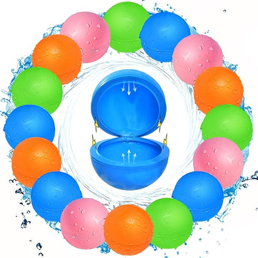 16Pcs Reusable Water Balloons - Pool Toys for Boys & Girls, Beach Outdoor Activities for Kids Ages 3-12, Summer Water Toys