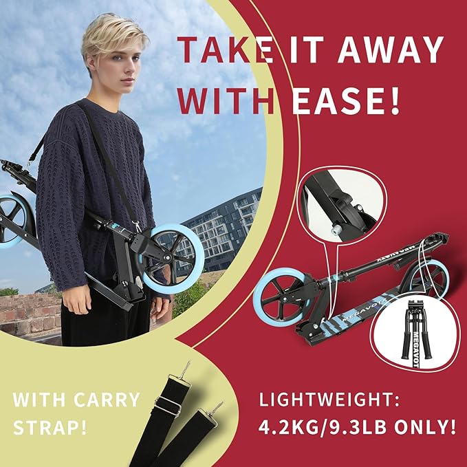 Kids & Adults Kick Scooter – 2 or 3 Wheel Options (LED on 3-Wheel) for Outdoor Fun & Commuting, Foldable and Portable, Adjustable Handle, Anti-Slip Deck (Ages 3 to Adult),Birthday Gift