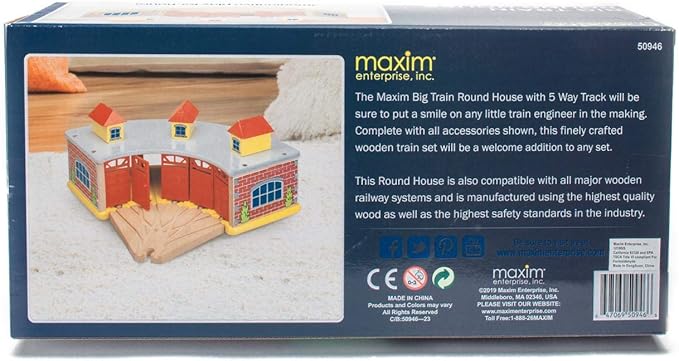 inc. Wooden Train Round House with 5-Way Switch Track for Kids, Wood Train Shed with 5 Doors. Houses 5 Engines & Cars, Compatible with Major Brand Wooden Railways