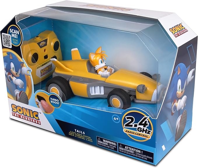 Sonic Racing RC: Tails The Fox - NKOK (603), 2.4GHz Remote Controlled Car with Turbo Boost, Officially Licensed Sega Sonic The Hedgehog, Battery Powered, Ages 6+