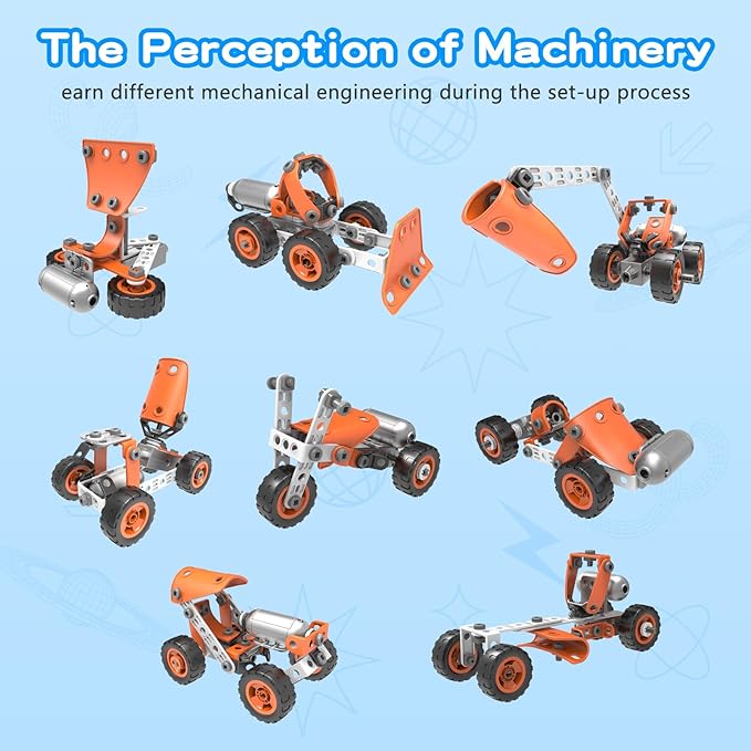 STEM Building Toy, Electric Toy 10 in 1 Building Blocks for Kids Ages 4-8,Educational Stem Activities for Boys 4-6 6-8 Construction Creative Games,Birthday Fun Christmas Idea Gift