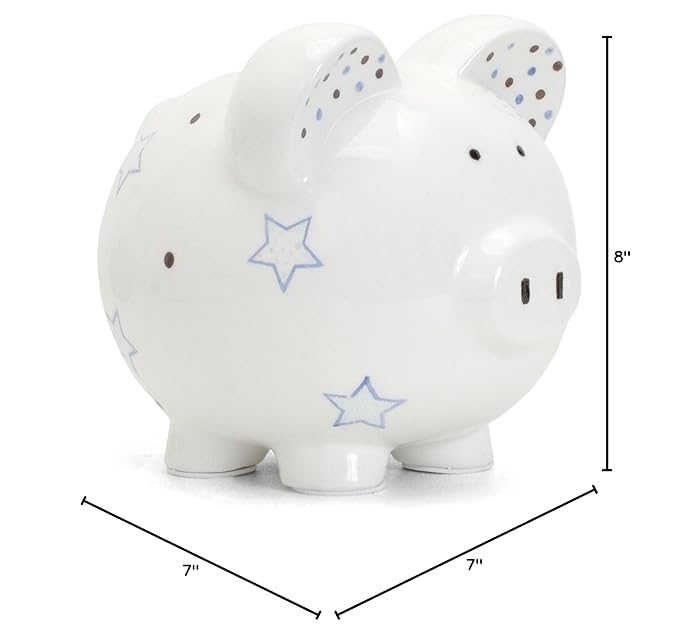 Child to Cherish Ceramic Piggy Bank for Boys, Blue Star