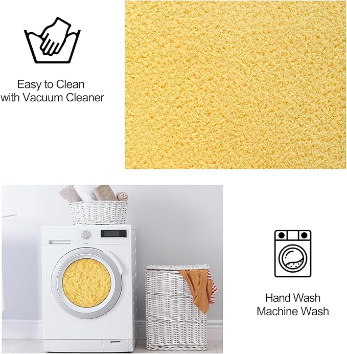 FlyDOIT Area Rugs for Bedroom Living Room, 6x9 Yellow Super Soft Comfy Thickened Memory-Foam Indoor Carpets, Modern Aesthetic Minimalist Carpet for Boys Girls Adults Apartment Nursery Home Décor