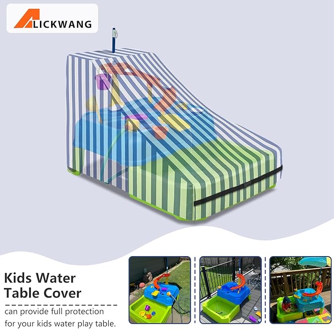 Kids Water Table Cover,Outdoor Heavy Duty 600D Waterproof Toddler Water Play Table Cover,Compatible with Step2 Waterpark Wonders Two-Tier Water Table
