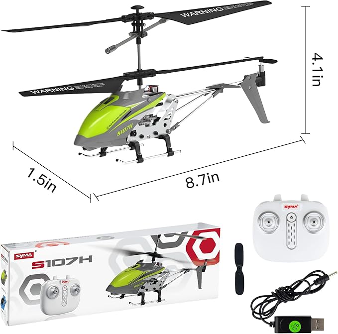 Cheerwing Remote Control Helicopter,SYMA S107H Mini RC Helicopter with Gyro,Altitude Hold, One Key Take Off/Landing for Adults Kids(Green)