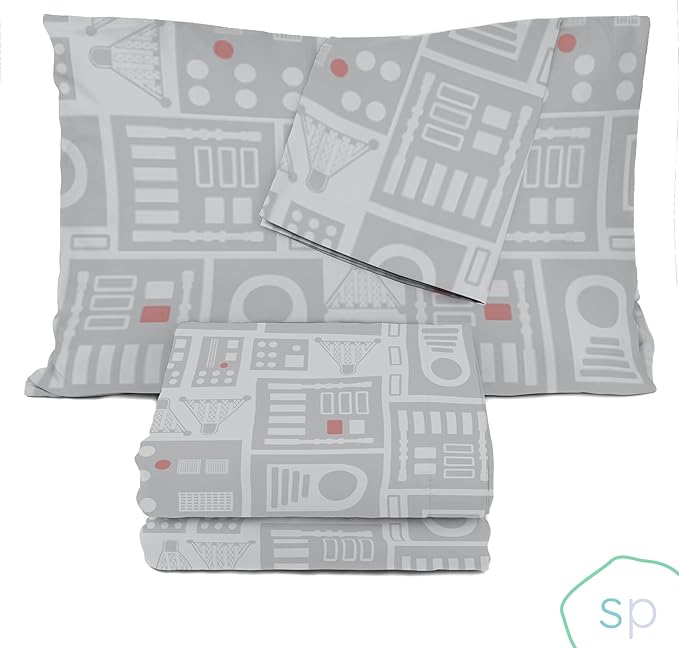 Star Wars Dark Side Darth Vader Tech Full Sheet Set - 4 Piece 100% Organic Cotton Sheets with Pillow Cover - GOTS & Oeko-TEX Certified