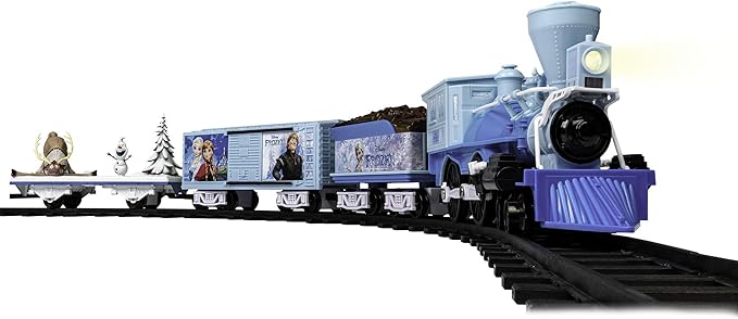 Lionel Battery-Operated Disney Frozen Toy Train Set with Bluetooth, Locomotive, Train Cars, & Track with Authentic Train Sounds, Lights, & Water Vapor Smoke Effects for Kids 4+