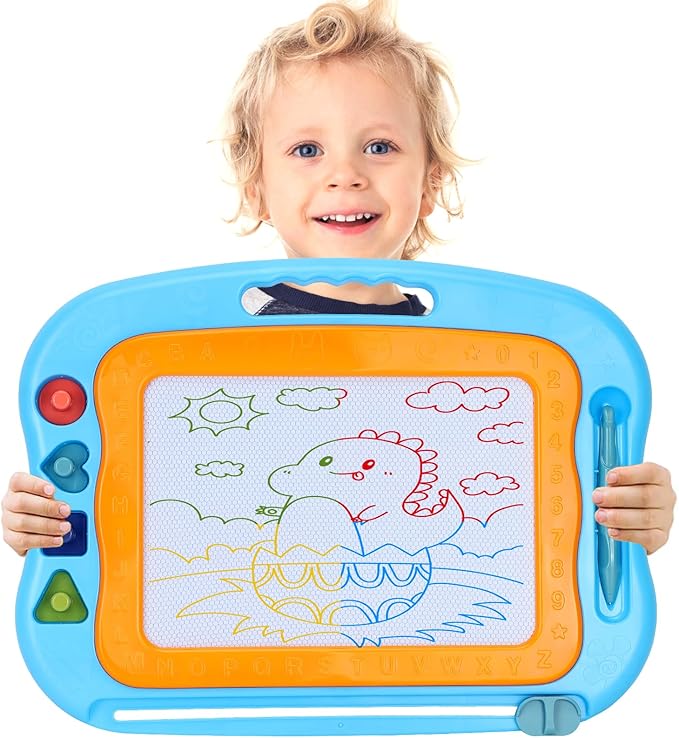 BABLOCVID Magnetic Drawing Board Toddler Toys for Boys Girls, 15 Inch Erasable Doodle Board for Kids Colorful Etch Education Sketch Doodle Pad Toddler Toys for Age 3 4 5 6 7 Year Old Boy Girl Blue