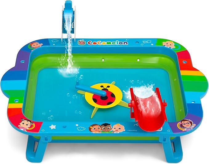 Delta Children CoComelon Water Activity Table - Collapsible & Portable - Ideal for Travel - Outdoor Kids Water Sensory Table, Blue