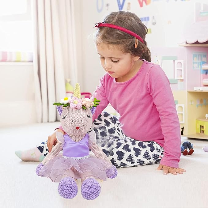 Unicorn Stuffed Animals Plush Ballerina Baby Doll, U nicorn Toys for Girl Age 4-6, Stuffed Animals for Girl 4 Year Old Girls Birthday Gifts U nicorn Decorations for Girls Toys 4-5(Pink)