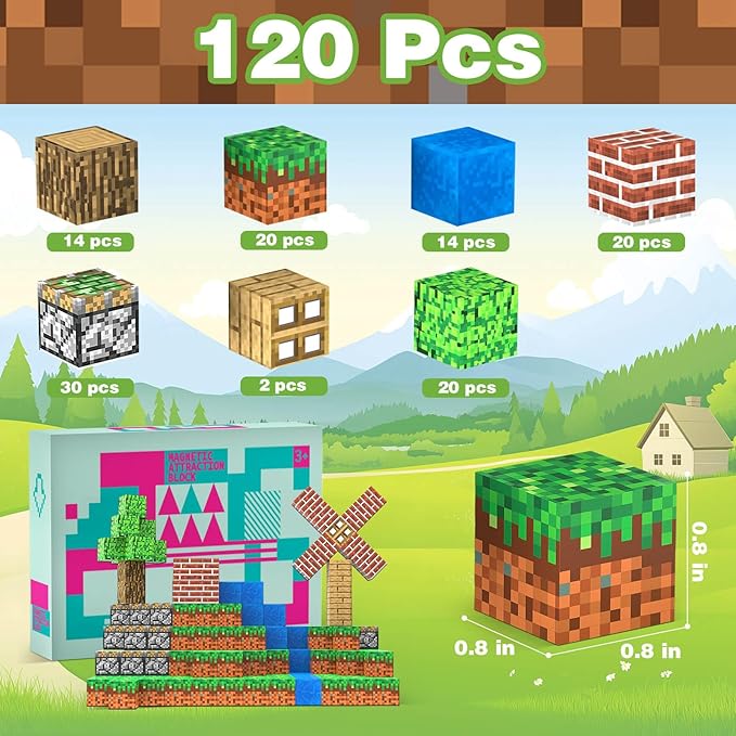 GEVINST 120PCS Magnetic Blocks - Magnetic Building Blocks Toys for Boys Girls Kids Ages 3-5 6-8 8-12, Magnet Cubes STEM Montessori Sensory Toy, Creative Games Toddlers Toys, Christmas Birthday Gifts