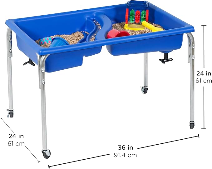 Children's Factory Neptune 24" Large Sensory Table, Sandbox with Lid, Water Table for Kids Blue