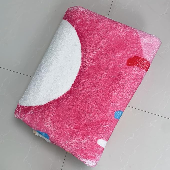 Kids Rug 4Ft Round Play Mat Donut Playroom Rug for Boys Girls Nonslip Circle Bedroom Carpet for Nursery Living Room Bathroom Decor Easy Washable Children Throw Rug, Pink