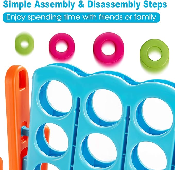 ARLIME Jumbo 4-to-Score Giant Game Set, Backyard Games for Kids & Adults, 4 in A Row W/Quick-Release Lever, 42 Build-in Rings Included, Jumbo Size for Outdoor & Outdoor Play