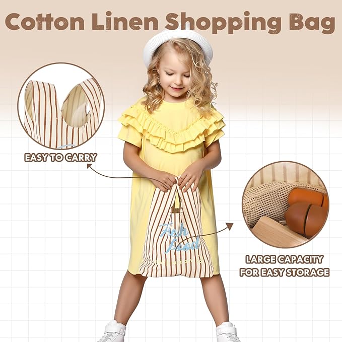 Lehoo Castle Wooden Play Food Sets for Kids Kitchen, Food Toys for Toddlers 3+ Year Old, Pretend Food Play Kitchen Accessories, Cutting Fruits Vegetables Toys, Gift for Boys Girls