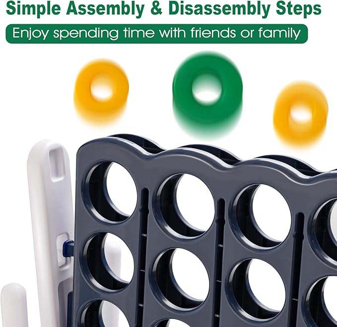 ARLIME Jumbo 4-to-Score Giant Game Set, Backyard Games for Kids & Adults, 4 in A Row W/Quick-Release lever, 42 Build-in Rings Included, Jumbo Size for Outdoor & Outdoor Play