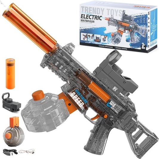Electric Water Gun for Kids Ages 4-8: Auto Water Suction Powerful Squirt Blaster for Adults Kids, 32FT Spray Distance, Outdoor Summer Toys for Pool Beach Party for Adult Kids, Grey