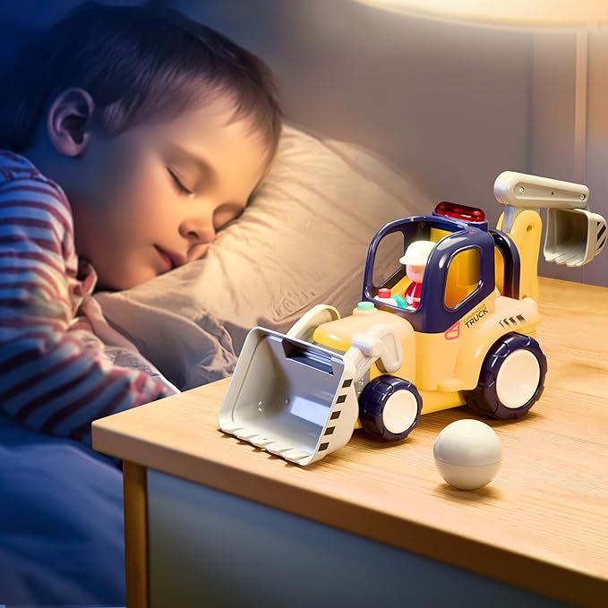iPlay, iLearn Remote Control Construction Truck Toy for Toddlers 2-4, Baby RC Car Toys W/Light Sound, Backhoe Loader Play Vehicle, Birthday Gift 18 24 Month Infant, 2 3 4 5 Year Old Boy Girl Children