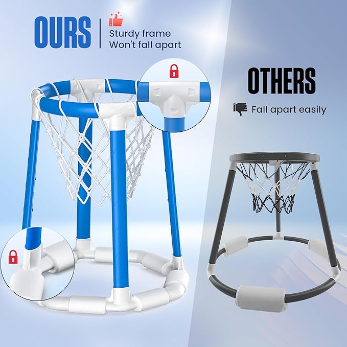 Pool Basketball Hoop Pool Games Pool Toys with 2 Basketballs Floating Basketball Hoop for Pool for Kids & Adults Indoor Outdoor Pool Games
