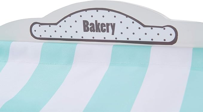 Teamson Kids My Dream Bakery Shop Dessert Stand and Rolling Pastry Cart Interactive Wooden Play Set with 18 Pretend Baked Goods, White and Mint Green with Gray Polka Dot Accents