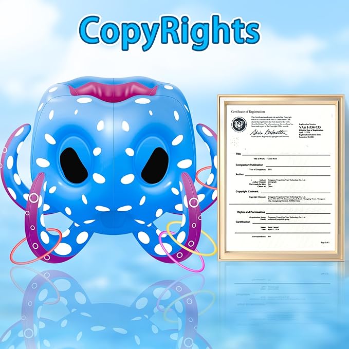 Octopus Pool Toys for Kids Ages 4-8, 2-in-1 Inflatable Float Water Games Toys with Basketball Hoop & Ring Toss, Outdoor Backyard Beach Swim Play, Cool Summer Family Party Supplies Gift Boys Girls