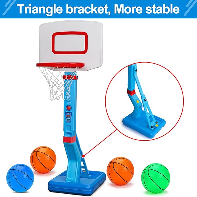 Toddler Basketball Hoop Indoor Mini Adjustable Basketball Goal with Ball Pump for Boys Girls Outdoor Toys for Backyard Game Outside Basketball Toy for Kids Age 2-4 3-5 6 7 4-8 Easter Birthday Gifts
