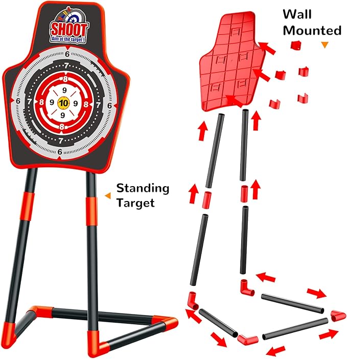 GMAOPHY Bow and Arrow for 5 6 7 8 9 10 11+ Year Old Boys, Birthday Gift for Kids, Indoor Outdoor Activity Toys, 2 Pack LED Light Up Archery Toy with 20 Suction Cup Arrows, Standing Target, 2 Quiver