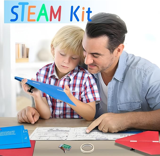 RC Paper Plane, Remote Control DIY Airplane Kit with Colored Paper, Super Easy Fly Toy for Kids STEM KIT (Birdy-X 2.0)