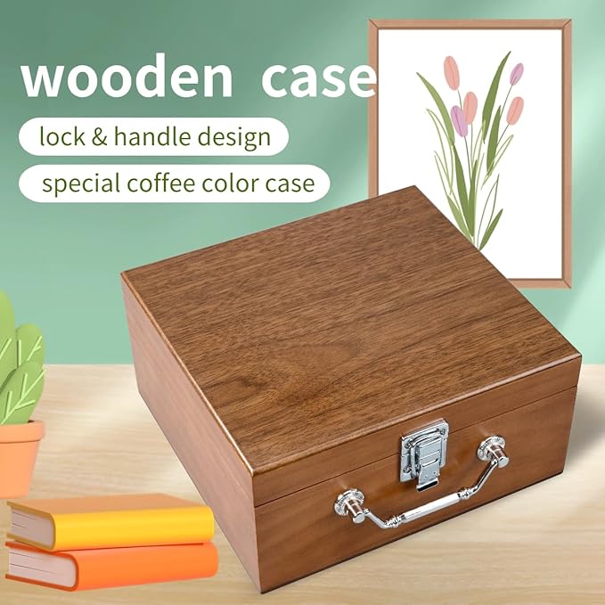 Mexican Dominoes Set in WoodenCase Double 12 Colored Numbers Set with Acrylic Hub, 91 Numbered Domino Tiles, 9 Trains, Family Game for Kids and Adults (Colored Numbers)