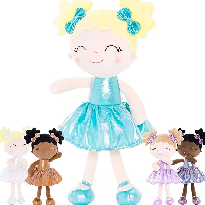 Gloveleya Baby Girl Gifts Baby Dolls Soft Doll First Baby Doll Toddler Toys Curvy Illusion Girl Lake Green 12inches
